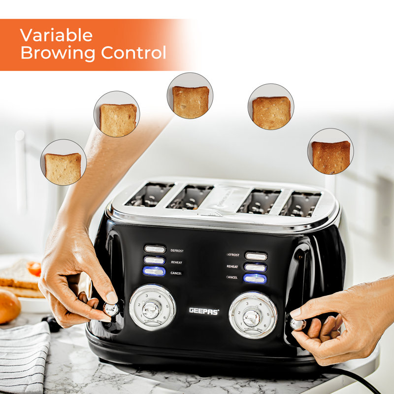 Geepas 1.8L Electric Kettle 4 Slice Toaster & 20L Microwave Kitchen Set- 1500W Jug Kettle, 1500W Toaster, 700W Solo Microwave, Black