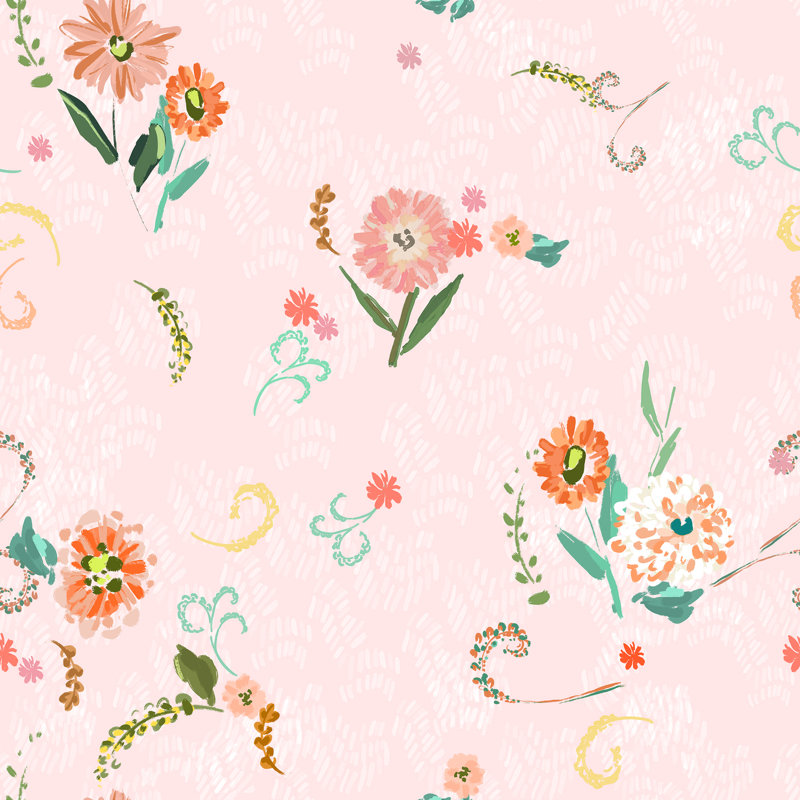 Yuki Osada Floral Wallpaper Double Roll, Pink