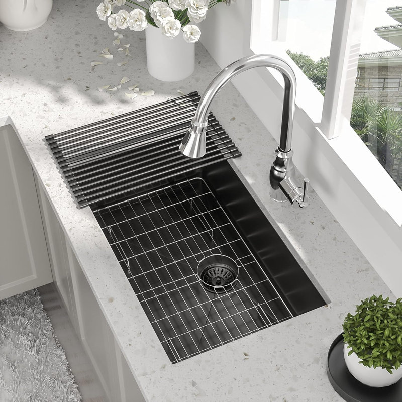 Évier de cuisine en acier inoxydable à simple cuve encastrable L 30 po x l 18 po, L 30 po x l 18 po