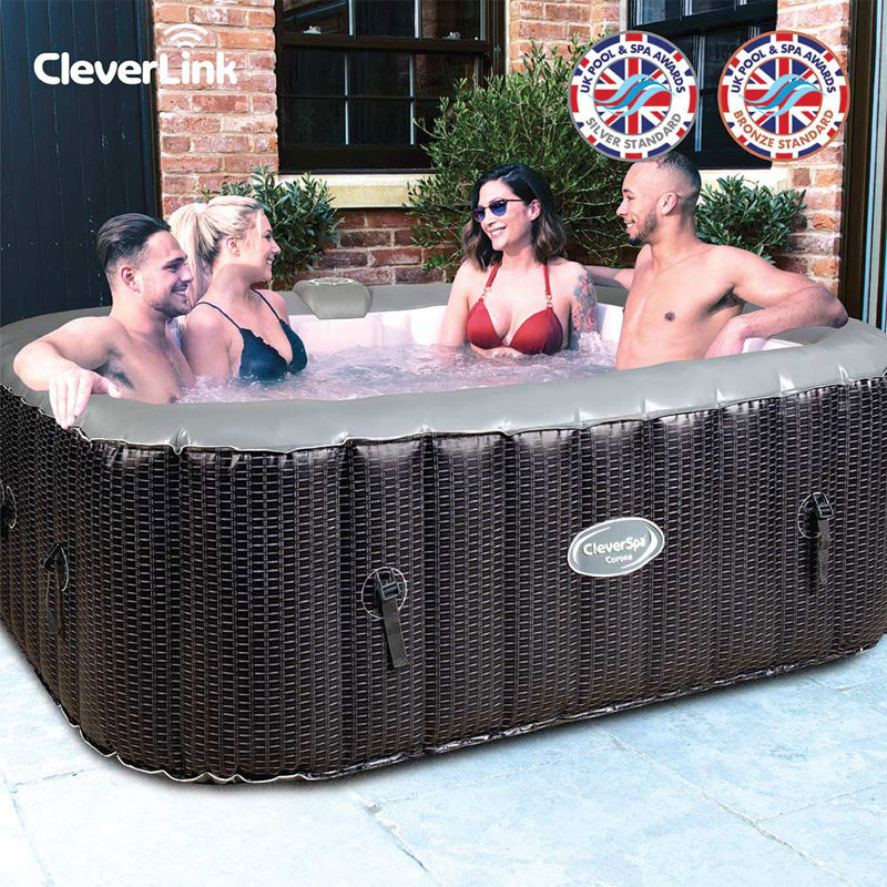 cleverspa 8 - Jet Plastic Round Inflatable Hot Tub