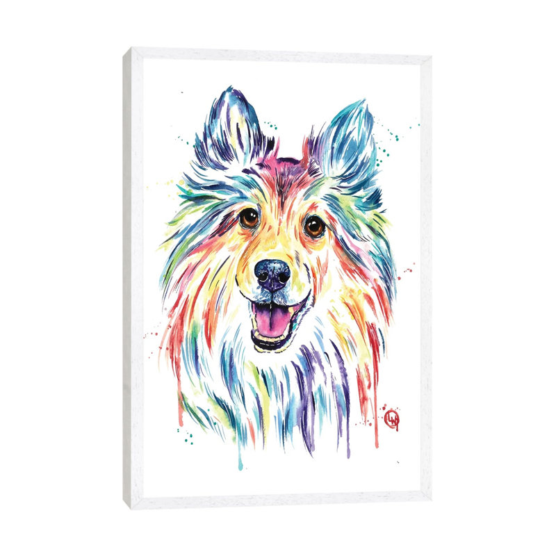 Sheltie by Lisa Whitehouse - Painting on Canvas, White Framed Canvas, 66.04 cm H x 45.72 cm W