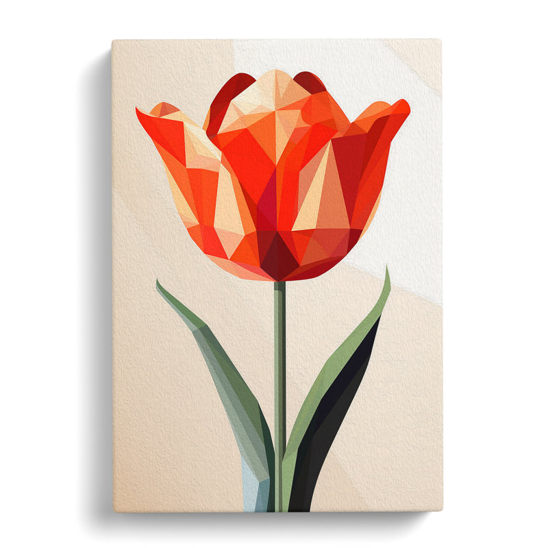 Tulip Flower Geometric No.2 - Wrapped Canvas, 60cm H x 40cm W x 3cm D