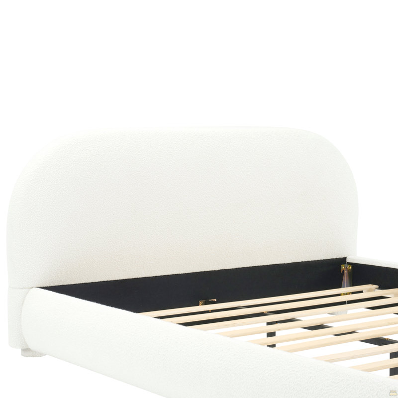 Lit tapissier en tissu, lit double simple moderne, grand, Crème