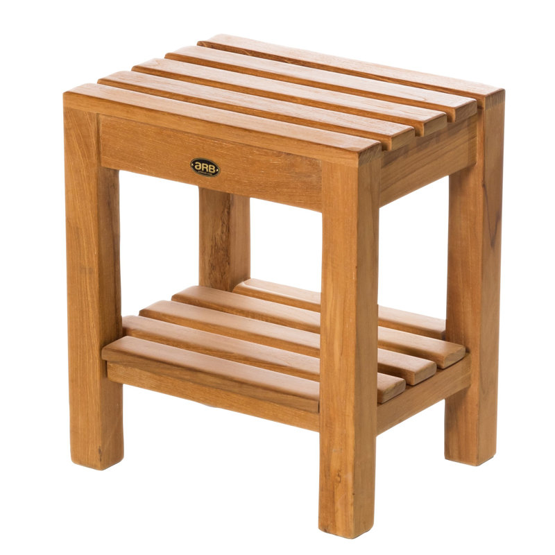 Teak Shower Bench, 17.75" H x 15.75" W x 12.25" D