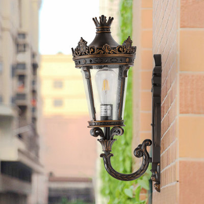 Lampe murale d'extérieur 1 lumière en aluminium et café