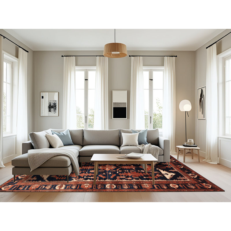 Tapis persan noir lavable à la machine, Rectangulaire 8 pi x 10 pi