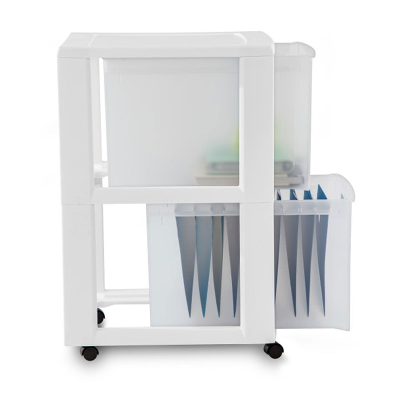 Chariot de rangement pour classeur 2 tiroirs Sterilite Ultra, organisateur roulant en plastique, paquet de 2
