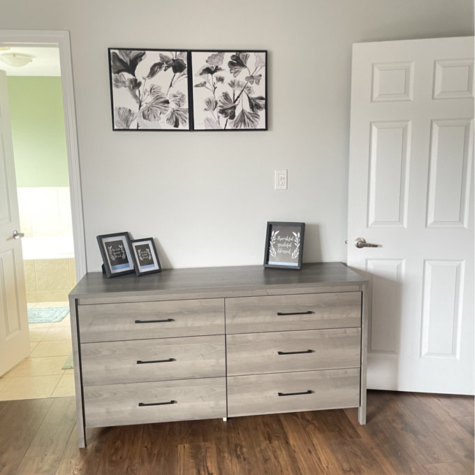 south shore dresser grey South Shore Fynn 6-Drawer Gray Oak Dresser 3237027
