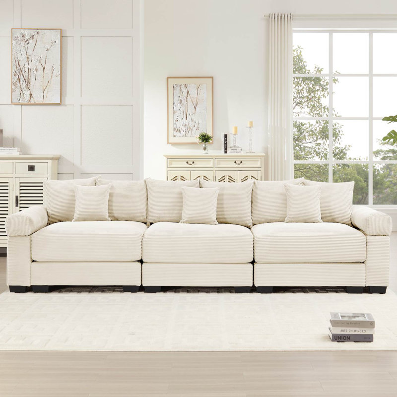 Canapé modulaire surdimensionné en velours côtelé de 130 po, Beige