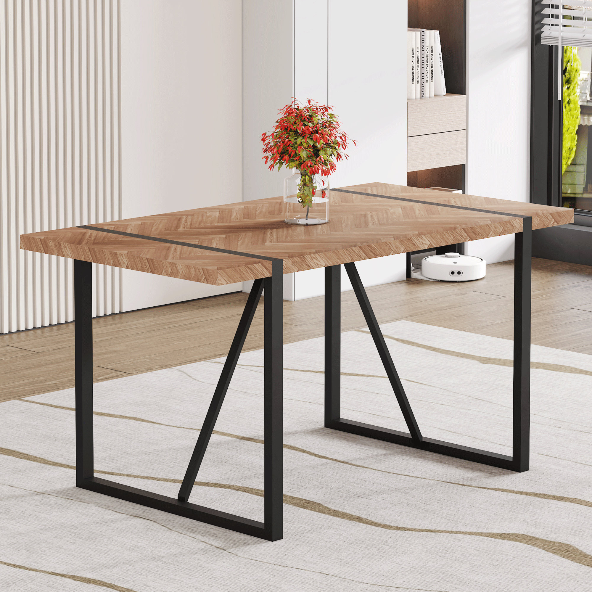 17 Stories A Minimalist Retro Rectangular Dining Table With A Specially ...