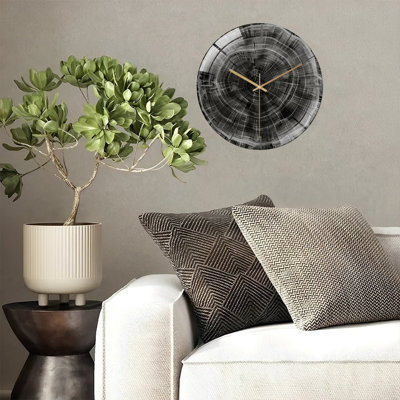 12" Round Tempered Glass Wall Clock with Silent Quartz Movement
