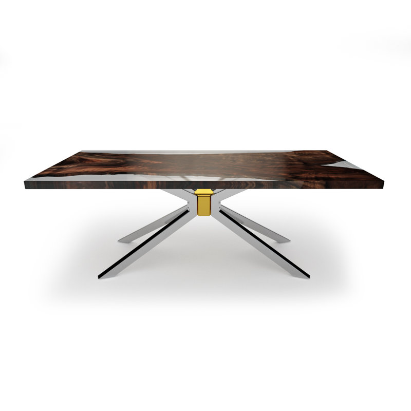 Rectangular 244Cm L x 122Cm W Dining Table, Chrome/Brass
