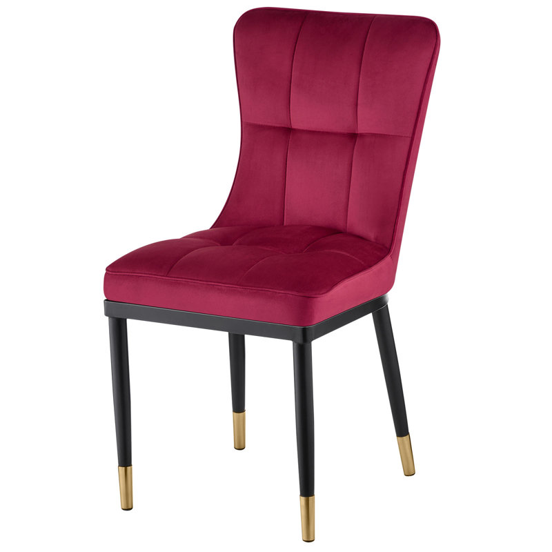 Guitierrez Velvet Upholstered Parsons Chair, Dark Red