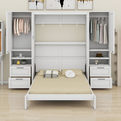 Lit escamotable Murphy avec placard, tiroirs et tablettes