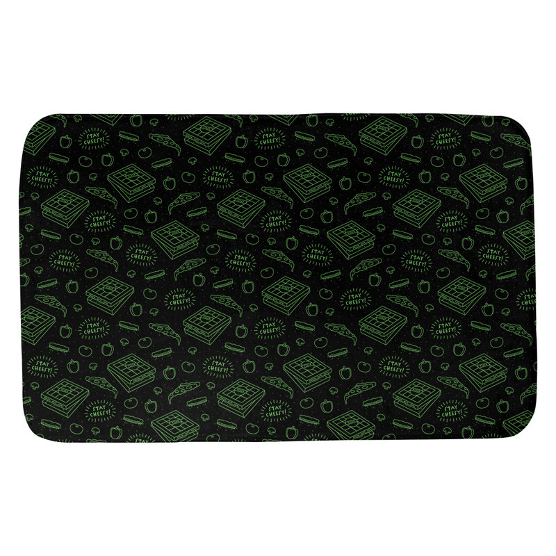 Tapis pour salle de bain Avicia, l 21 po x L 34 po, Noir / Vert