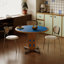 Table de salle à manger bleue ronde en bois massif et manufacturé-119548264