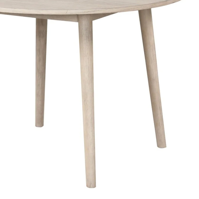42.4" W Mid-Century Modern Round Dining Table, Natural Oak Brown