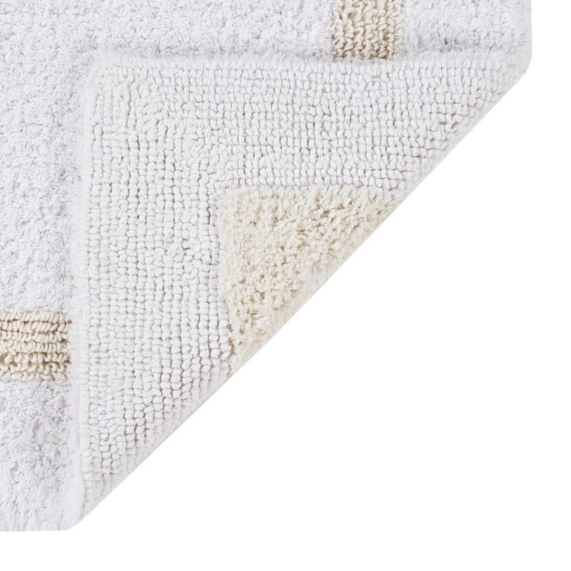 White and Ivory 100% Cotton Reversible 5-Piece Bath Rug Set