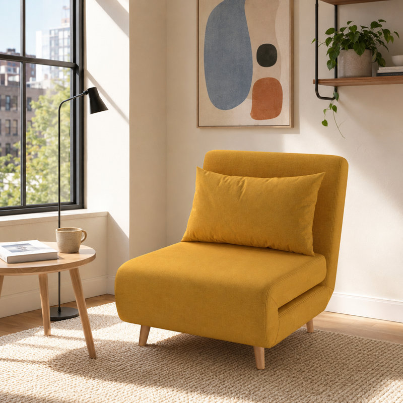 Fauteuil convertible Clarissa, Polyester moutarde