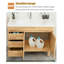 Meuble-lavabo en bois d'hévéa de style nordique avec lavabo en céramique intégré