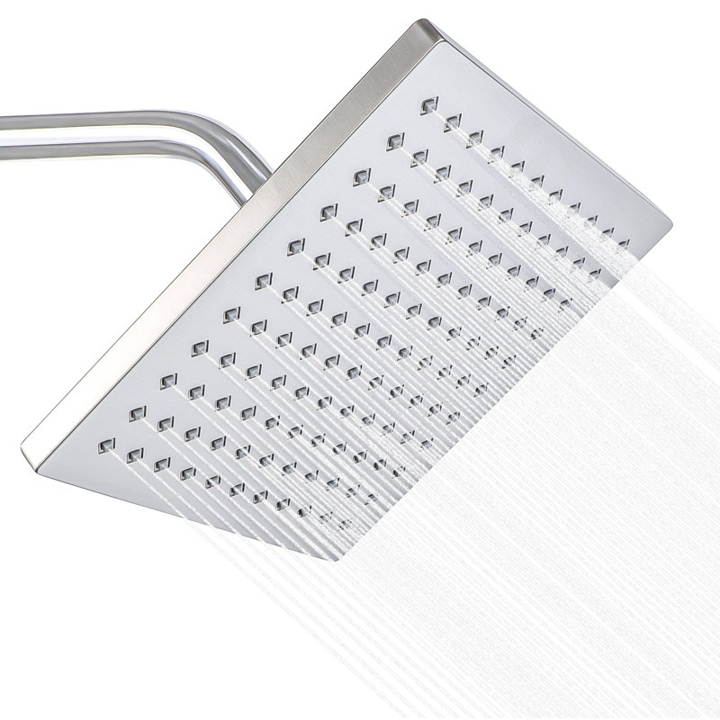 High Pressure Shower Head Rain Shower Head Brushed Nickel Modern Design Square Rainfall Showerhead,Single Function Easy To Clean 8" Face