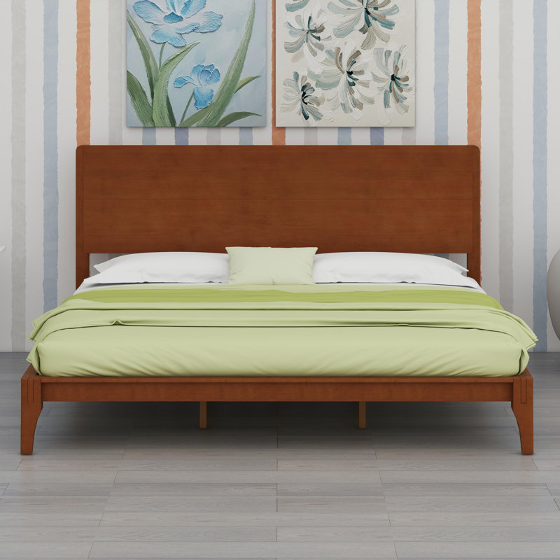 Lit plateforme en bois de bambou, Brun