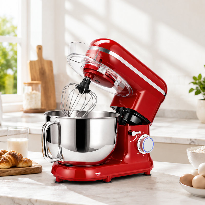 Robot pâtissier électrique rouge à tête inclinable, 6 litres et 10 vitesses, Rouge