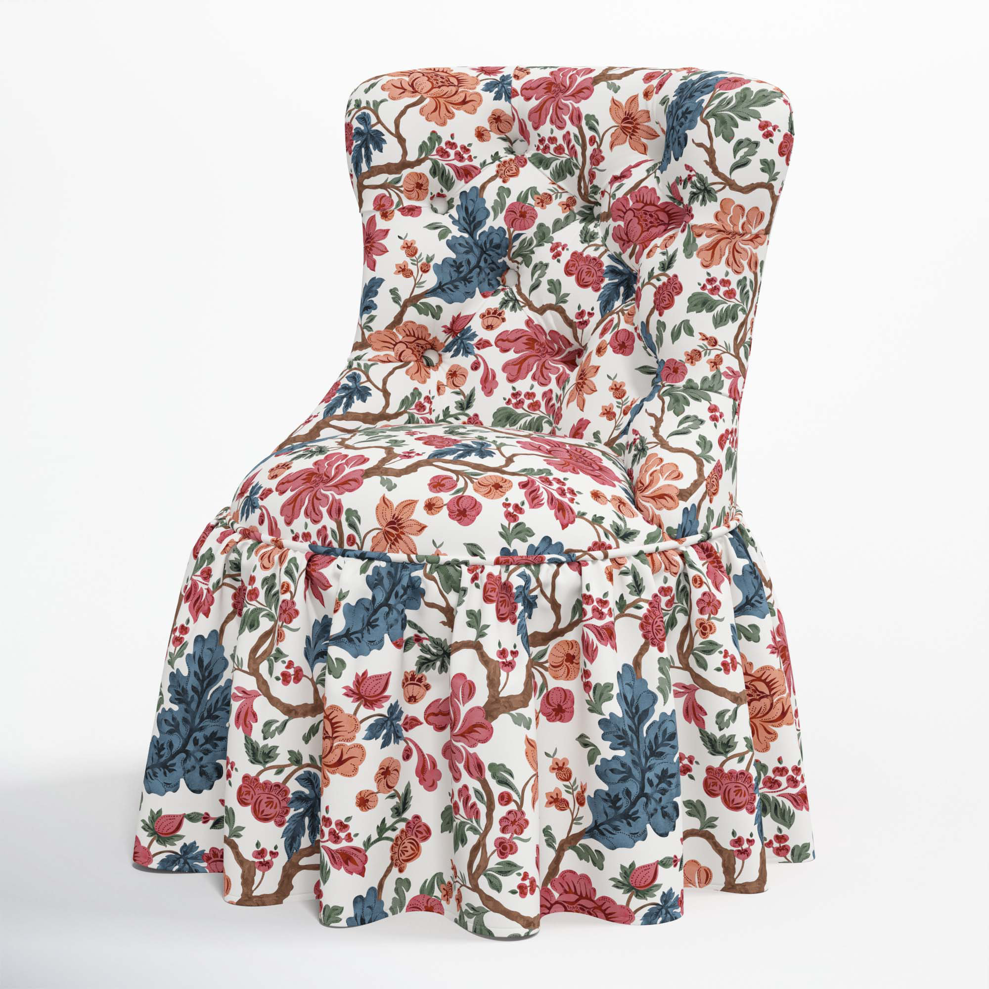 Minnie Upholstered Side Chair, Blockprint Multi
