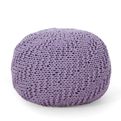 Lavender Cotton Knitted Traditional Pouf - Or Floor Cushion 200lbs Weight Capacity Decorative Vibrant