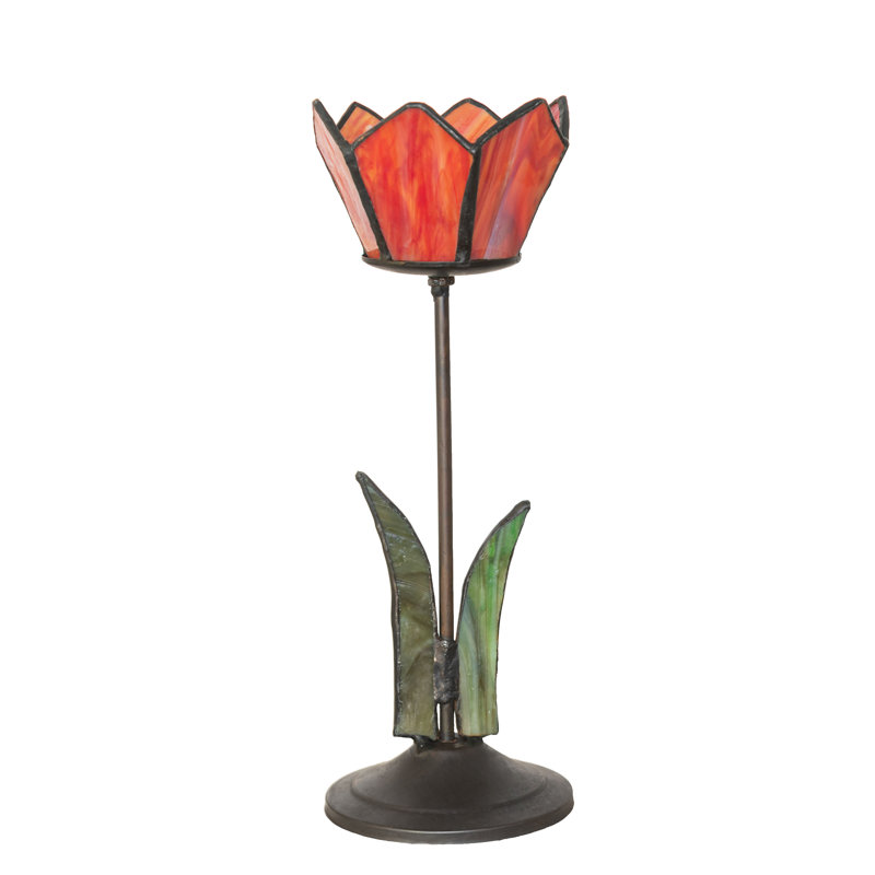 Tealight Candle Holder, Orange/Red/Green, 9" H x 3" W x 3" D