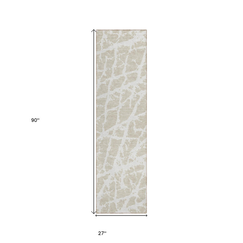 Tapis de couloir d'extérieur 8 po beige et ivoire
