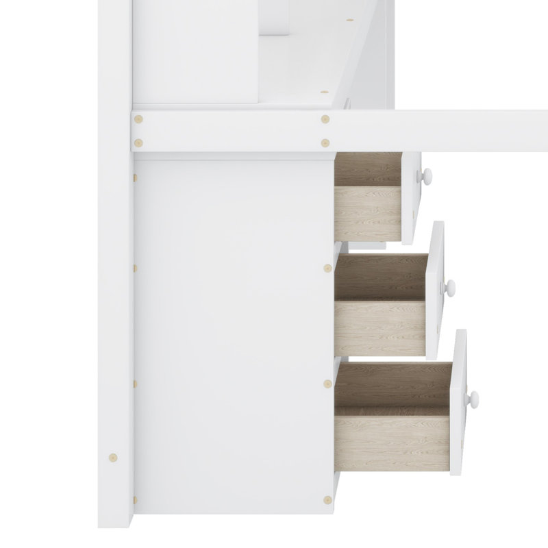 Lit mezzanine double avec tiroirs Andhy Kids