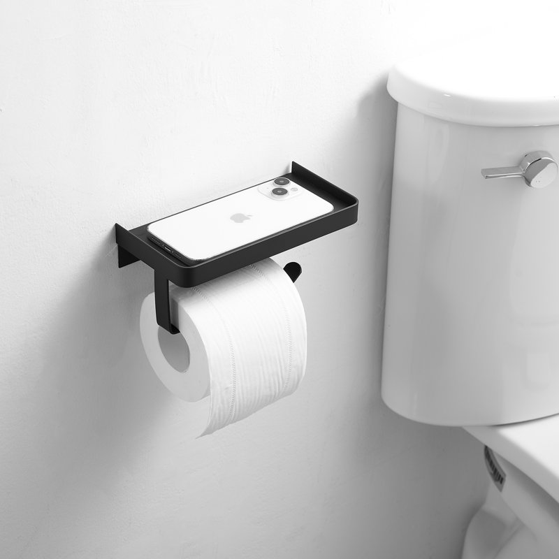 Wall Mounted Toilet Paper Holder, Matte Black
