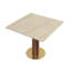 Table de salle à manger carrée compacte avec plateau en pierre frittée blanc doux et base en piédestal doré, sièges 2, table de cuisine compacte de 33,5 pouces-131258488