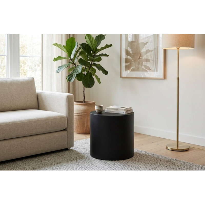 Table d'appoint ronde Spencer, Noir mat