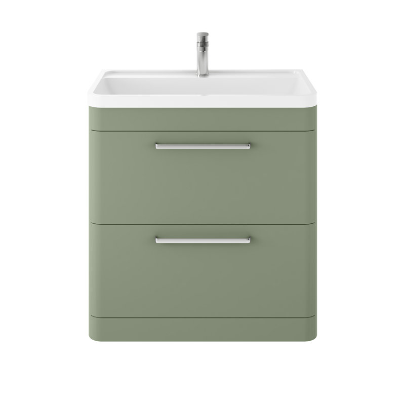 Solar 800mm Single Bathroom Vanity with Integrated Vitreous China Basin, Fern Green