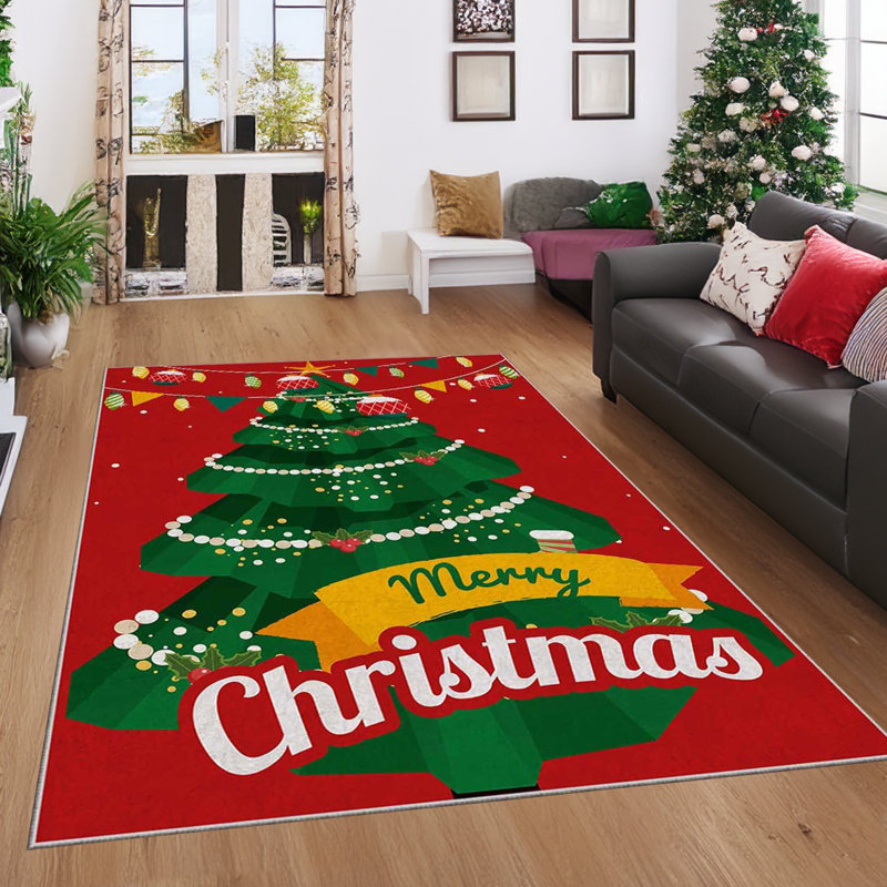 Tapis rectangulaire à impression numérique Merry Christmas