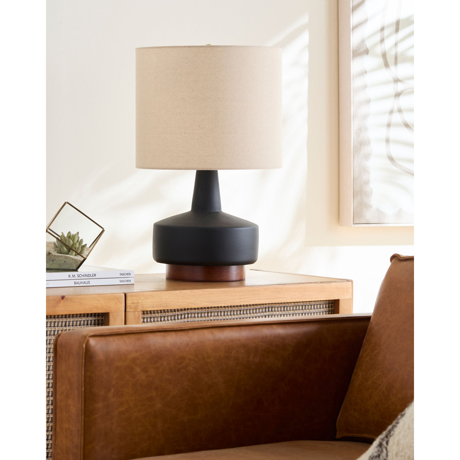 Ceramic Table Lamp, Beige, Black