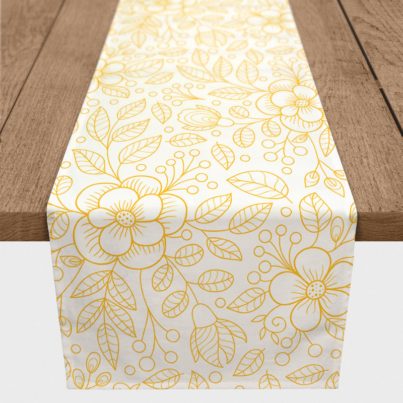 Chemin de table floral, 72 po x 16 po, Jaune
