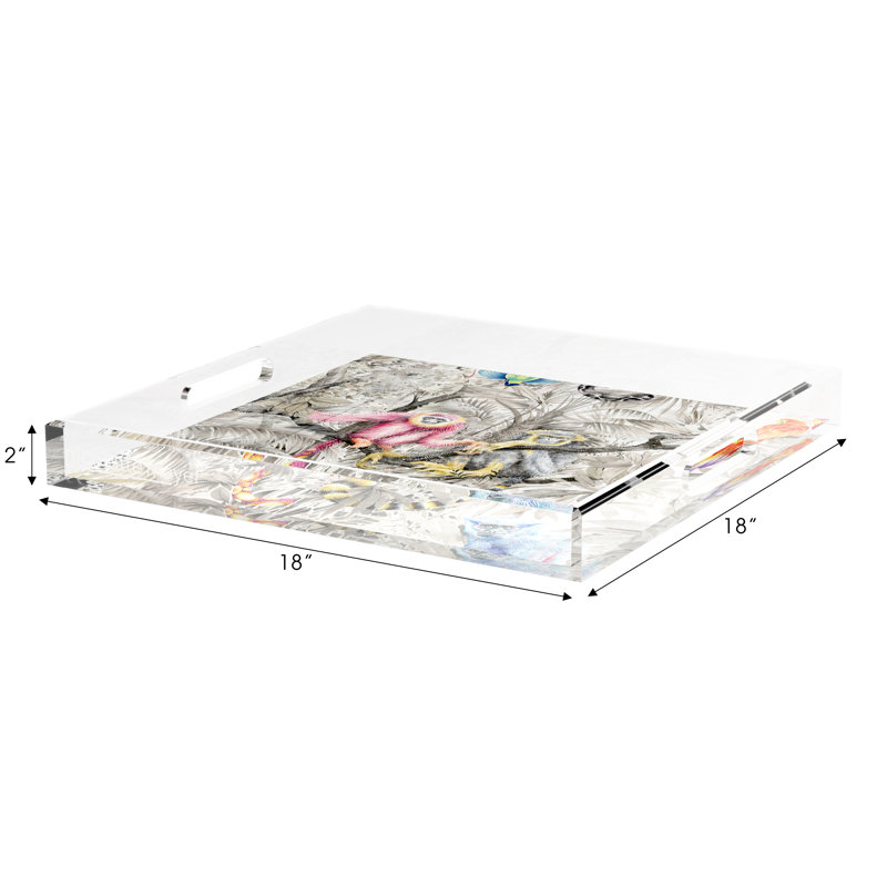 Arcadia Monkeys Acrylic Square Decorative Tray, 18"W x 18"D x 2"H