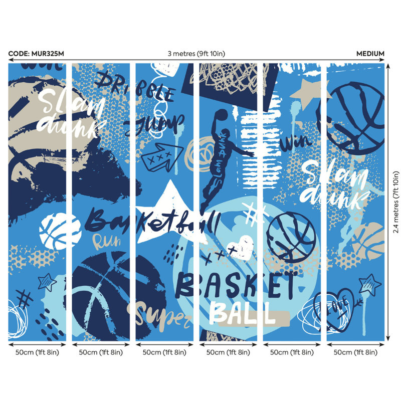 Lionville Matte Wall Mural, 300cm L x 240cm W, Blue