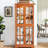 Dark Oak Four - Door Glass Cabinet With Adjustable Shelves, Vintage Handles, And Included Bulb For Home Decor Display Oak, Antique Curio, Metal E26 Bulb, Bedroom-122452474