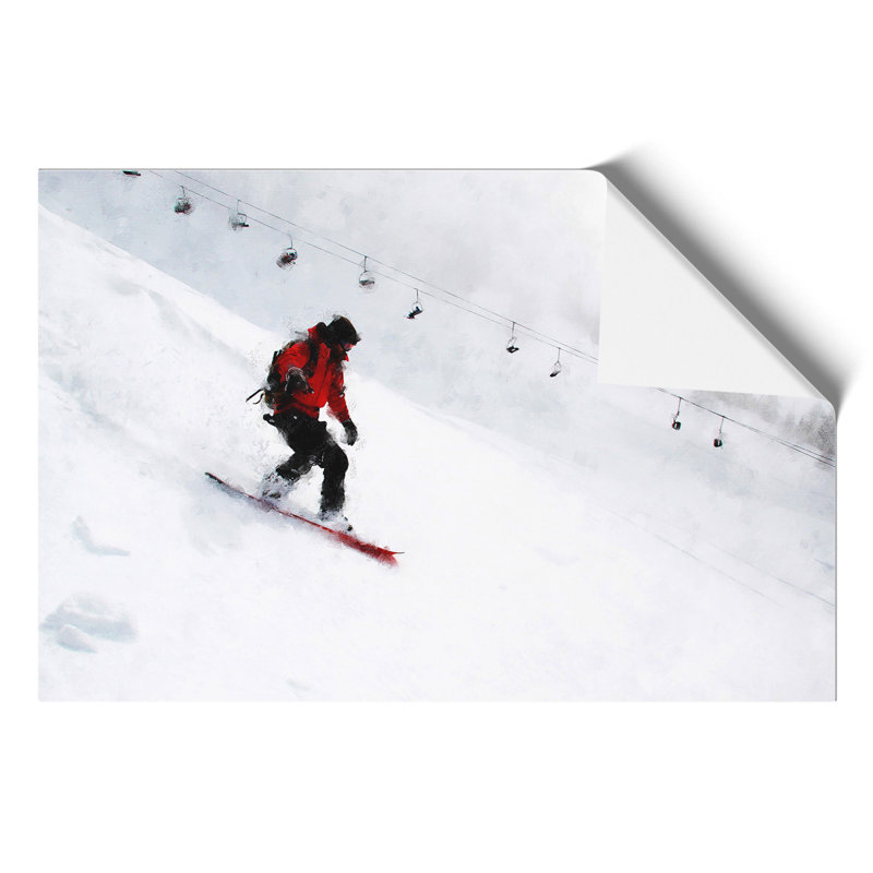 Snowboarding Painting - Frameless Print, 21cm H x 30cm W x 0.1cm D