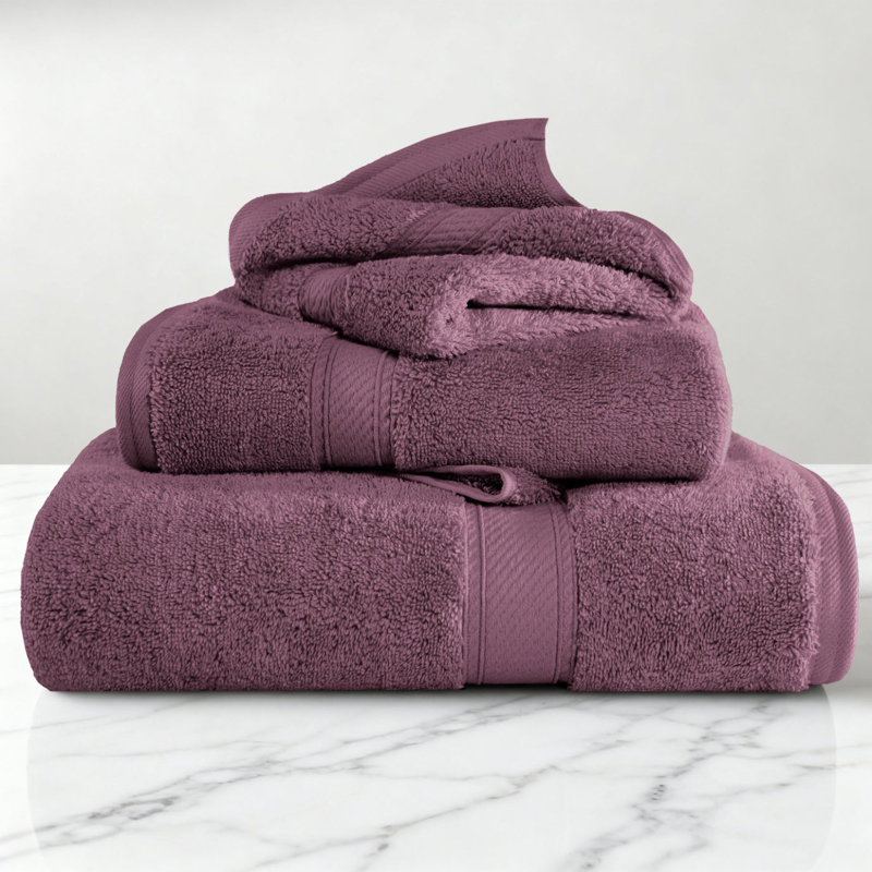 Ensemble de serviettes de bain luxueuse en coton égyptien de qualité très absorbant Scotia , Prune