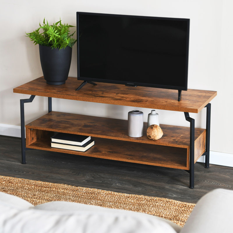 Meuble télé Crown en hickory rustique et fer noir, Brun / Noir