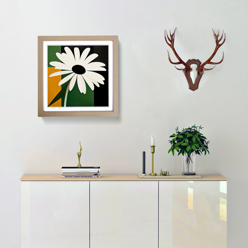 Daisy Suprematism - Framed Print, Oak