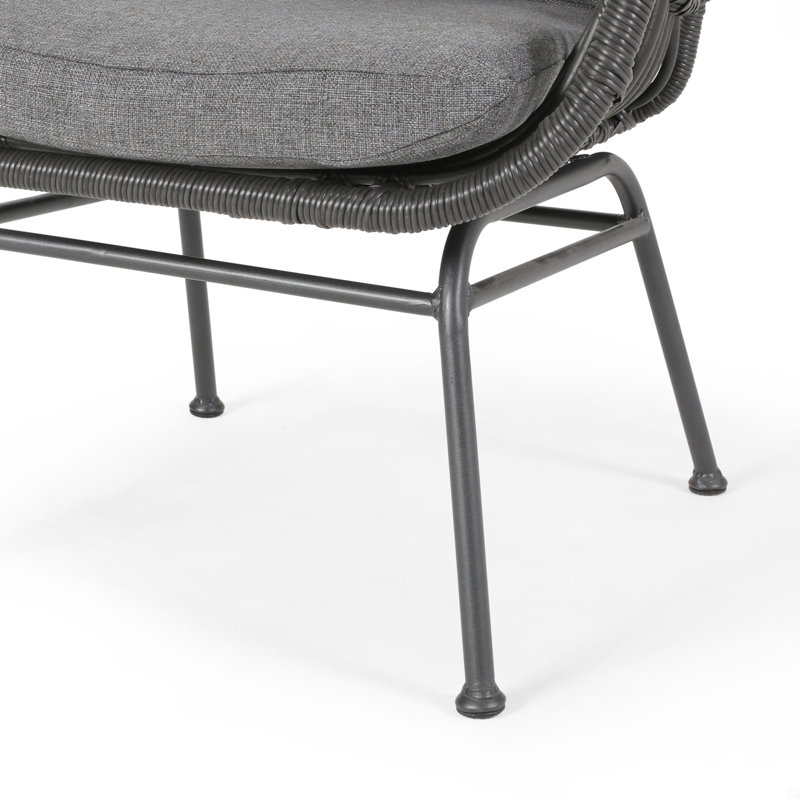 Ensemble de 2 chaises de patio en osier avec coussins Tapscott, Gris, Gris