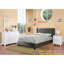 Lit double tapissier argenté en similicuir, ajout de chambre à coucher moderne avec mobilier et tête de lit
