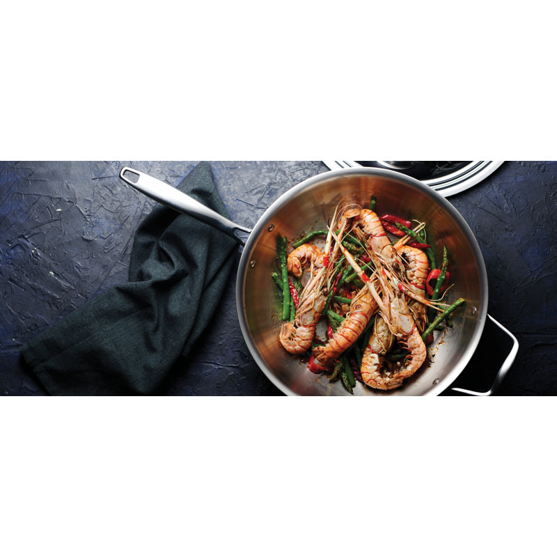 12-Inch Stainless Steel Tri-Ply Clad Wok with Lid
