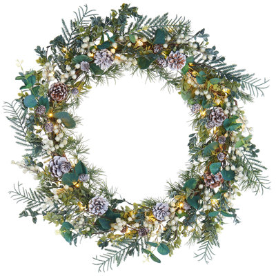 Faux Lighted Eucalyptus 10.2cm Wreath